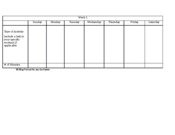 Preview of 1 week Distance Learning Activity Log (Physical Education)