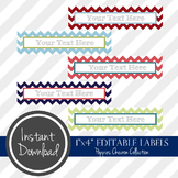 1" x 4" EDITABLE PRINTABLE Labels - Poppies Chevron Collection