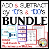 Ten/100 More 10/100 Less BUNDLE Bingo Task Cards Worksheets