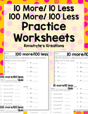 10/100 More or Less Practice Worksheets