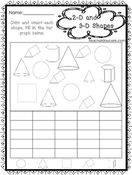 10 2 d and 3 d shapes worksheets preschool 1st grade math