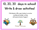 10, 20, 30 days of school number writing activity sheets