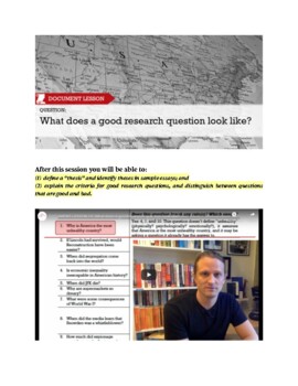 Preview of 10.6 - Document lesson: What does a good research question look like?