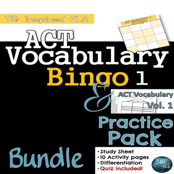 Preview of 10 ACT Prep Vocabulary - Bingo Game & Vol. 1 Practice Activity Pack BUNDLE