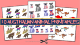 10 AUSTRALIAN ANIMALS PRINTABLE CUT-OUTS: Original art, co