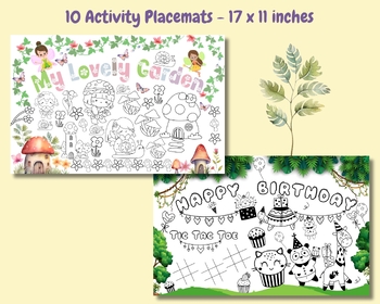 Preview of 10 Activity and Coloring Placemat Bundle
