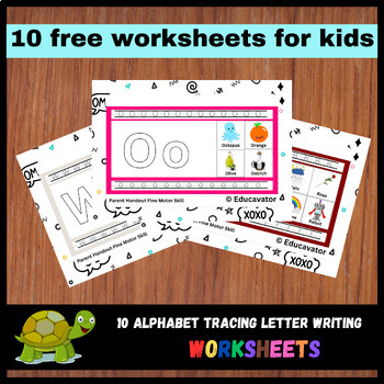 Preview of 10 Alphabet tracing Letter Writing Worksheets