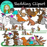 10 Animals Sledding Clipart (Color and B&W){MissClipArt}