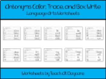 10 antonyms color and writing worksheets kindergarten 1st grade ela