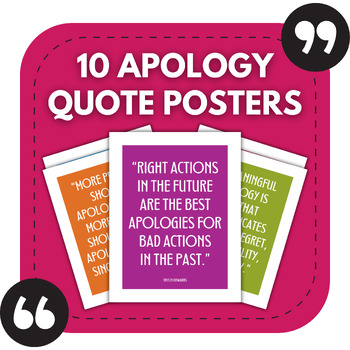 Preview of 10 Apology Bulletin Board Posters | Middle & High School Classroom Decor