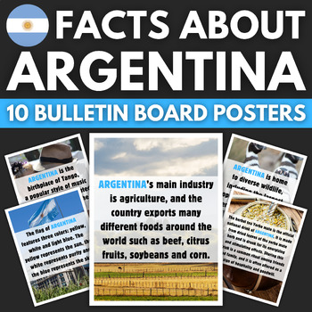 Preview of 10 Argentina Facts Bulletin Board Posters | South America Travel & Spanish Decor