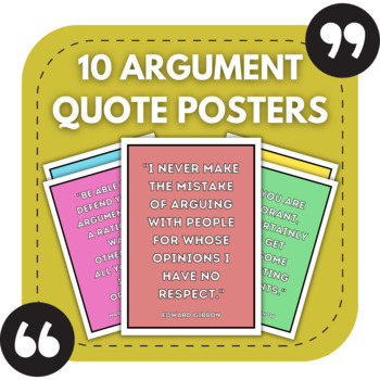Preview of 10 Argument Posters | Interesting Quotes for ELA or Debate Team Bulletin Boards