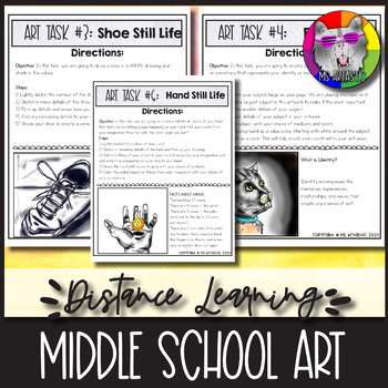 Preview of 10 Art Lessons for Middle School students, for Flexible, Remote, or Homeschool