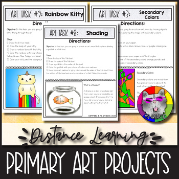 Preview of 10 Art Lessons for Primary students for Flexible, Remote, or Homeschool 
