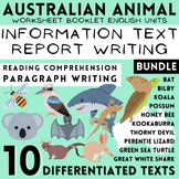 10 Australian Animal Information Texts, Report Writing & R
