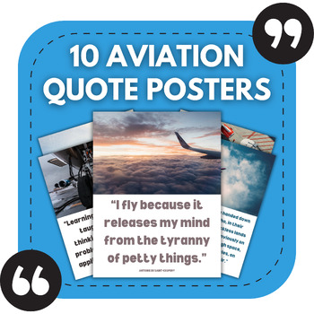 Preview of 10 Aviation Bulletin Board Posters | Middle & High School Classroom Decor