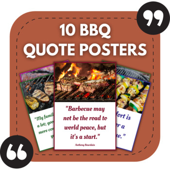Preview of 10 BBQ Posters | Quote Posters for Cooking & Food Themed Bulletin Boards
