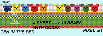 Preview of 10 BEARS ON THE BED! PIXEL ART IMMAGE WITH CODES.