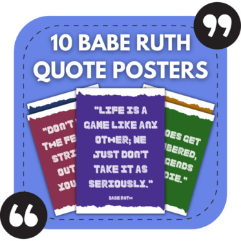 Preview of 10 Babe Ruth Posters | Inspiring Quotes for Sports Bulletin Boards