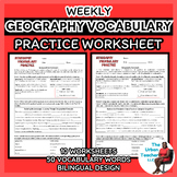10 Bilingual Vocabulary Worksheets for Middle School Geogr