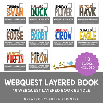 Preview of 10 Bird Webquest Layered Book Bundle