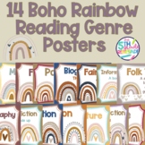 14 Boho Rainbow Themed Neutral Color Reading Genre Posters
