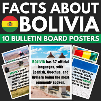 Preview of 10 Bolivia Facts Bulletin Board Posters | South America Travel & Spanish Decor