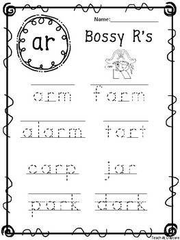 10 bossy r tracing worksheets kindergarten 1st grade ela by teach at