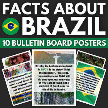 Preview of 10 Brazil Facts Bulletin Board Posters | South America Travel Classroom Decor