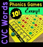 10 CVC Phonics Games * Roll, Read, Cover * EASY Fun Centers! *