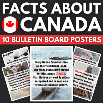 Preview of 10 Canada Facts Bulletin Board Posters | Travel Classroom Decor