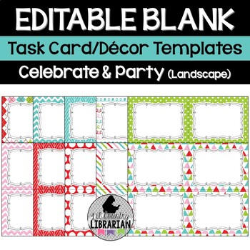 10 Celebrate & Party Editable Task Cards Decor Templates (Landscape) PPT