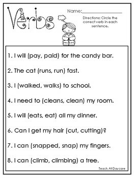 10 Choose The Correct Verb Printable Worksheets In Pdf File 1st Grade 2nd Grade