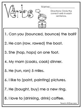 10 Choose The Correct Verb Printable Worksheets In Pdf File 1st Grade 2nd Grade