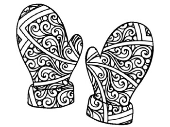 Preview of 10 Christmas, New Year, Winter, Mittens Coloring Pages, Winter Craft Activity