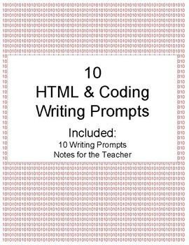 Preview of 10 Coding and HTML Writing Prompts