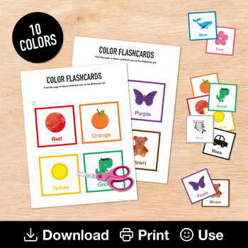 10 Color Flashcards Printable Preschool Learning Binder Toddler Busy Book Card
