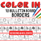 10 Color In Printable Bulletin Board Borders - Seasons and