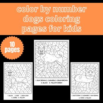 10 Color by Code Dogs Coloring Pages for Kids and Toddlers by Teachers ...