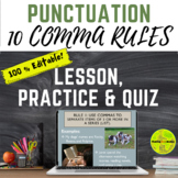 10 Comma Rules – Punctuation Lesson, Practice Worksheets & Quiz