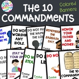 10 Commandments Color Banners with Bible verse and clip art