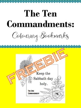 Preview of 10 Commandments Colouring Bookmarks - FREEBIE