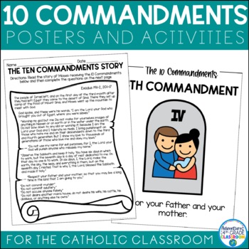 Preview of 10 Commandments Posters & Activities | Catholic