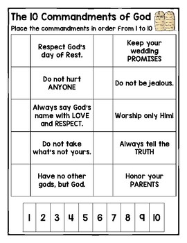 10 Commandments Worksheets by TheSchoolCounselor504 | TpT