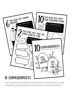 Preview of 10 Commandments Worksheets (Catholic)