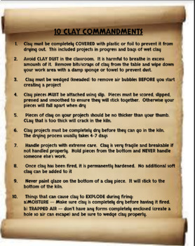 Preview of 10 Commandments of Clay (Bundle)