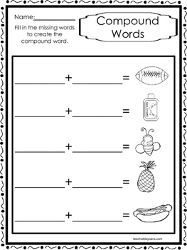10 Compound Words Worksheets. K-1st Grade Literacy ...