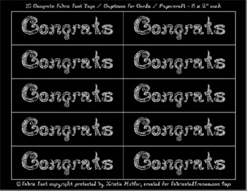 Preview of 10 Congrats Black Captions Tags Printable For Cards Silver Glitter Fabric Font