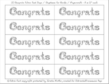 Preview of 10 Congrats Captions Tags Printable For Cards Silver Glitter Fabric Font