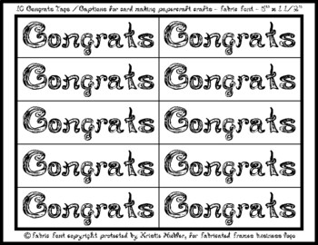 Preview of 10 Congrats Captions Tags Printable For Cards With Black Fabric Font